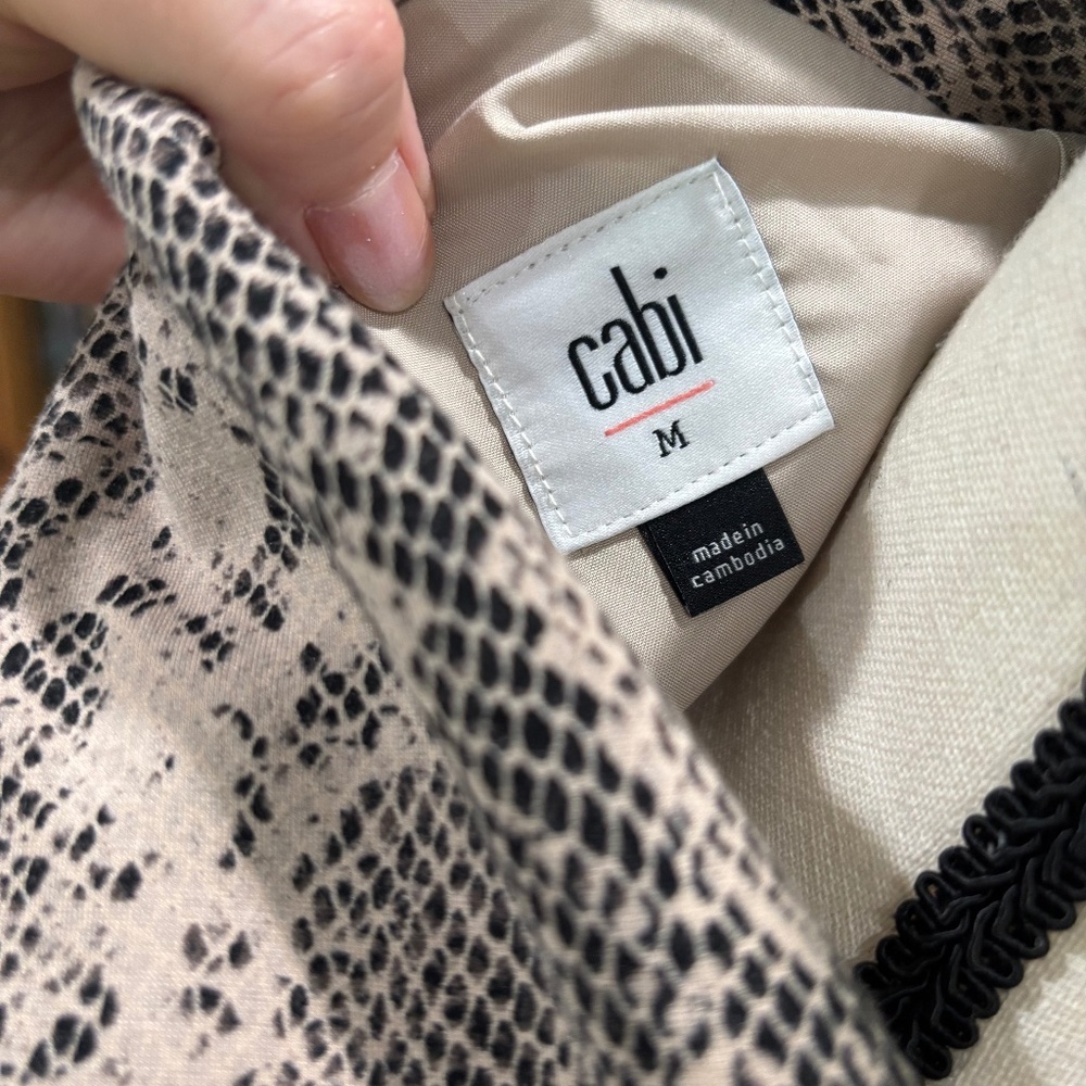 CAbi 4114 King Cobra Snake Print Ponte Knit Beige Black Fashion Coat, Size Med - Picture 6 of 10